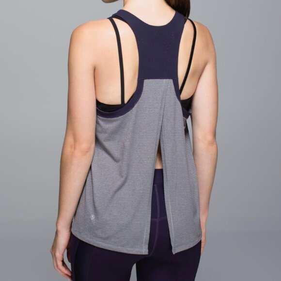 Lulu Lemon-  SIZE 4 - Racerback Tank - Open back - Loose Fit - Slate Gray/Grape - Picture 2 of 12